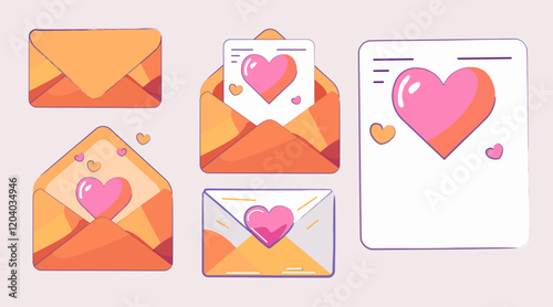 Valentine's day envelops, clipart, valentine's day vector illustration