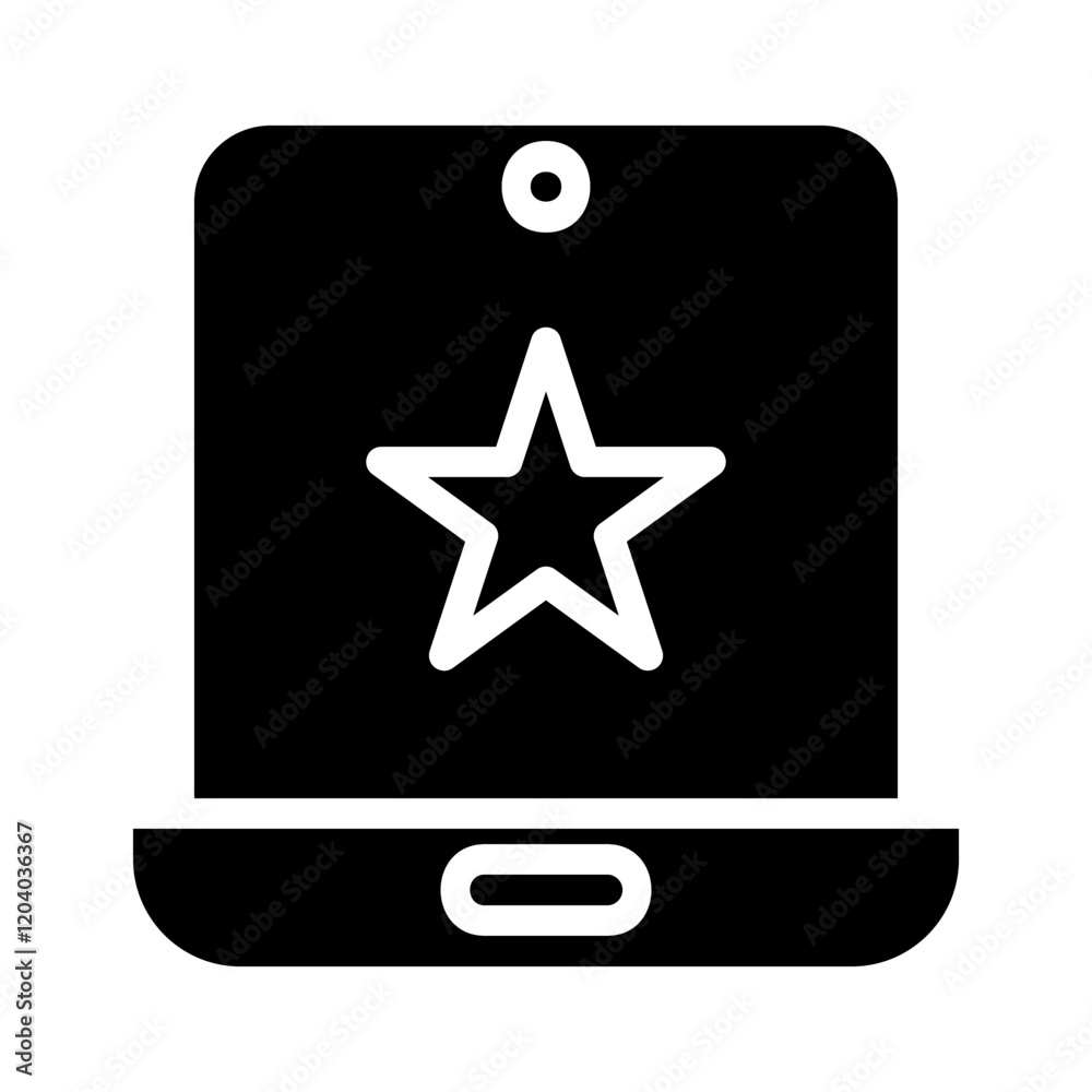 Smartphone with star icon. Concept of favorite, bookmark, and rating.