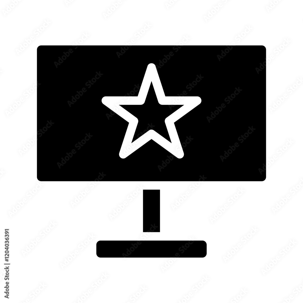 Computer monitor with star icon. Concept of favorite, bookmark, and rating. Computer monitor with star icon. Concept of favorite, bookmark, and rating.