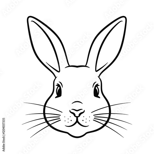 Line art rabbit face silhouette illustration.