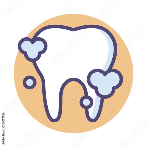 Colorful Dental Health Vector Tooth Flat Solid Linear Icon Illustration Symbol