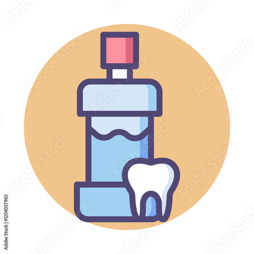 Colorful Dental Health Vector Tooth Flat Solid Linear Icon Illustration Symbol