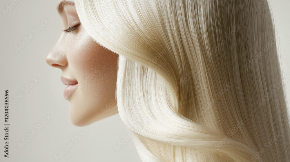Close-up of a girl's face with natural makeup with an accent on beautiful hair Close-up of a girl's face with natural makeup with an accent on beautiful hair