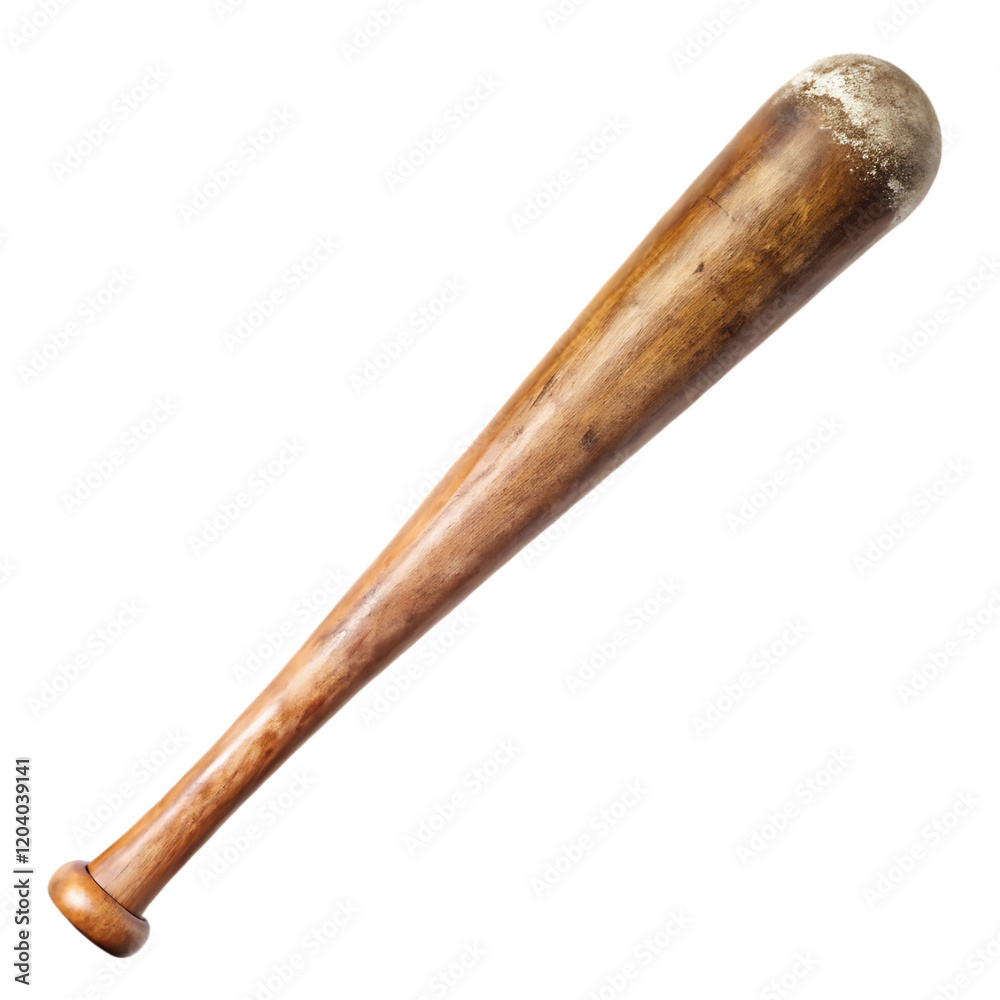 old Baseball bat isolated on white