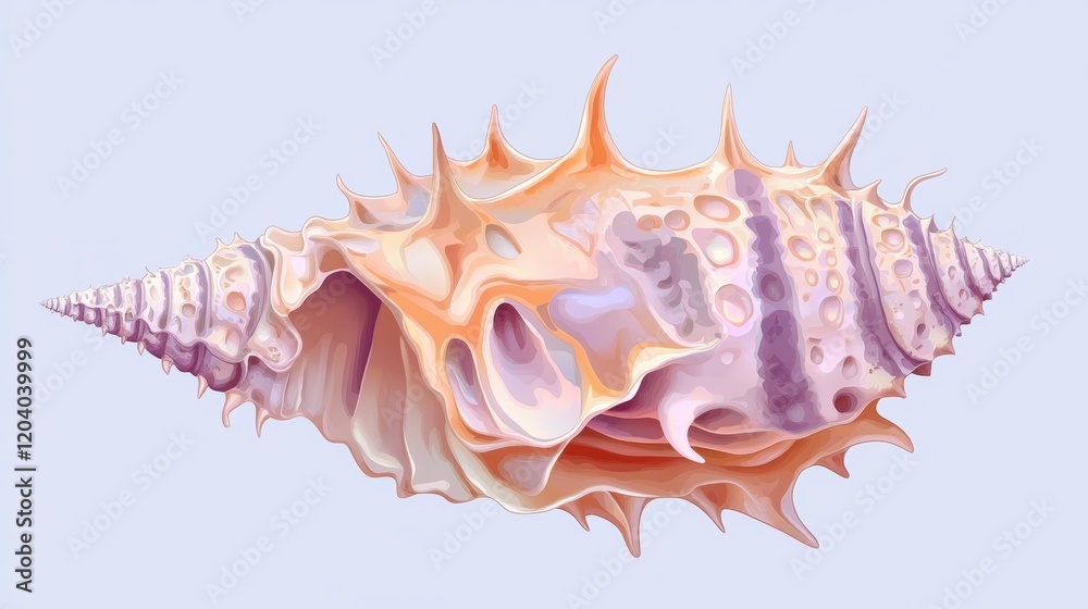 Detailed Close-Up of a Beautiful Spiky Seashell on Soft Background Detailed Close-Up of a Beautiful Spiky Seashell on Soft Background
