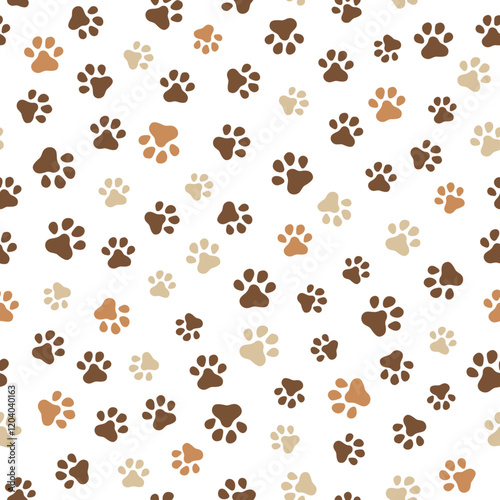 Cute fashion seamless pattern of simple style with cat and dog paw. Animal fabric print of pastel colors. Vector illustration