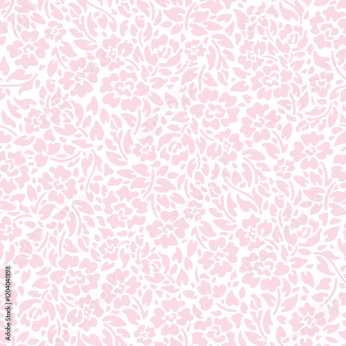 Cute floral print of vintage pink small piony roses flowers, ditsy and pretty simple vibe. Seamless pattern for girl and woman dress, fashion fabric textile. Vector illustration