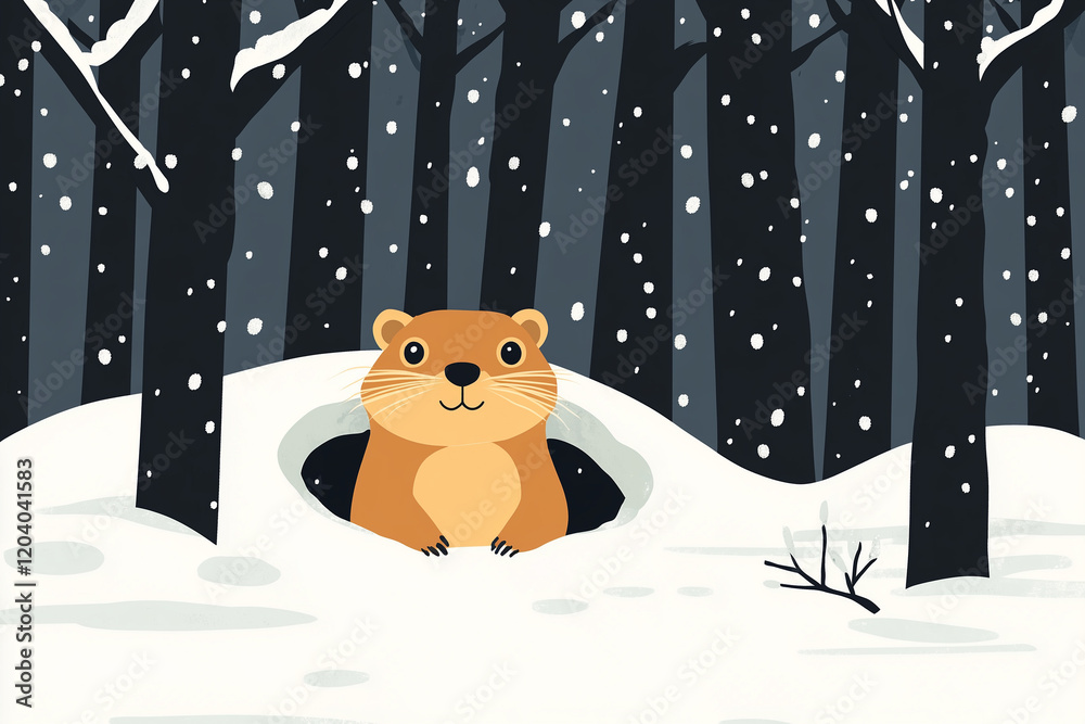 National Groundhog Day. February 2. Holiday illustration. National Groundhog Day. February 2. Holiday illustration.