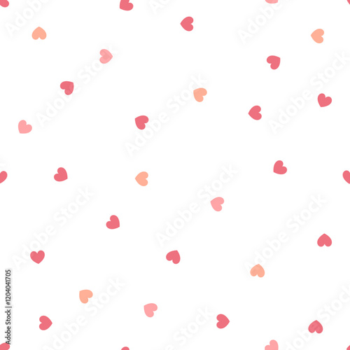 Cute seamless pattern simple style with hearts, fashion fabric print. For textile, St. Valentine decoration, love story, romantic vibe, baby shower party and girl birthday. Vector illustration