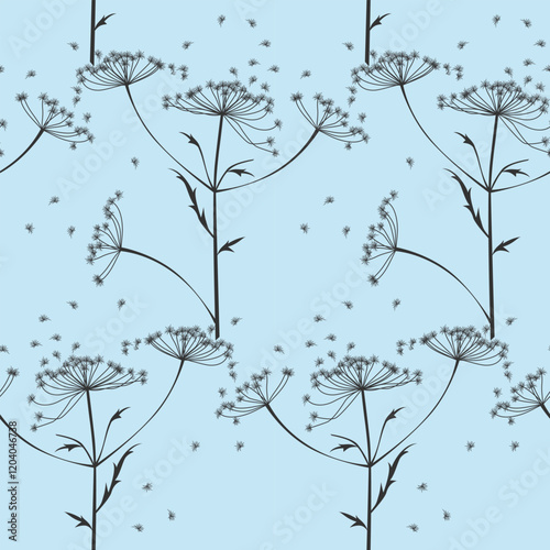 seamless botanical pattern of painted oriental motifs 