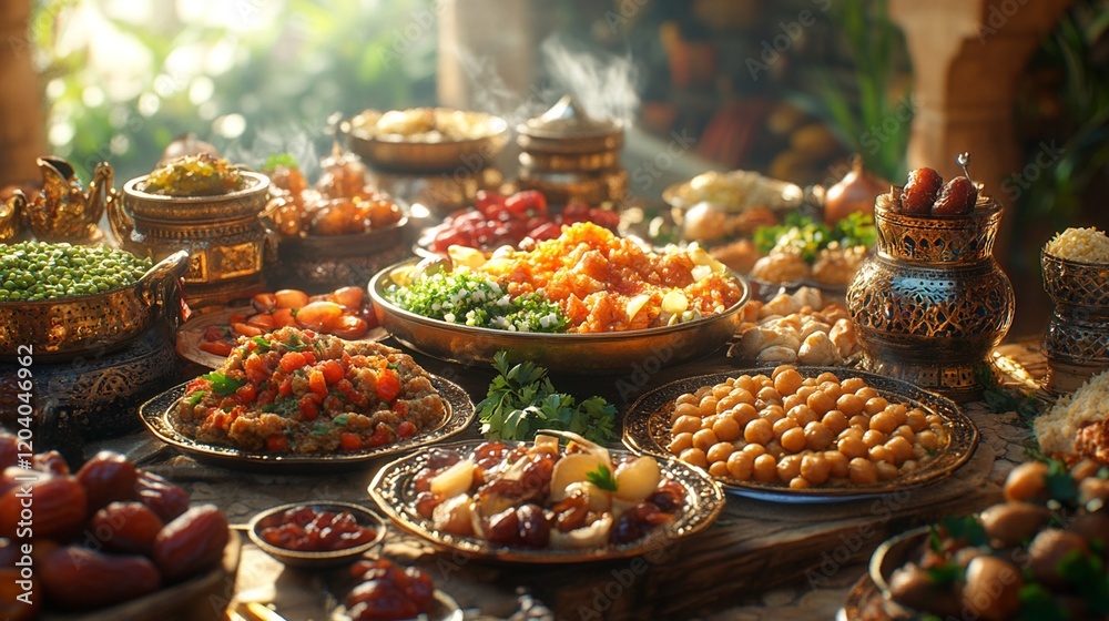 Fototapeta premium Delicious Middle Eastern food feast on table.