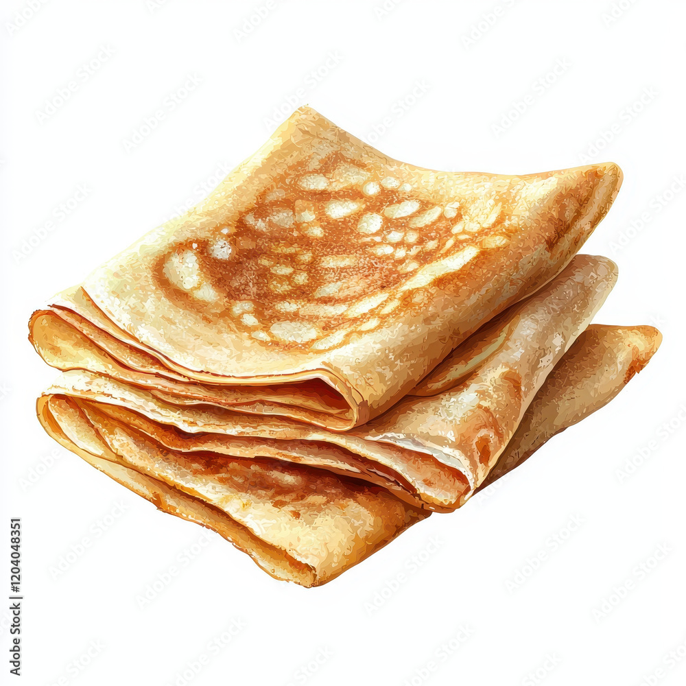 Delicious crepes stacked neatly, showcasing golden brown texture and soft layers Delicious crepes stacked neatly, showcasing golden brown texture and soft layers