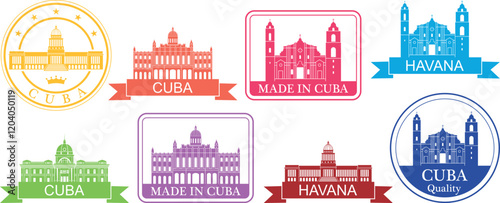 Cuba set. Isolated Cuba on white background