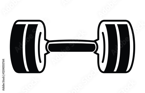 Dumbbell icon, vector, outline, silhouette, illustration, isolated on white background