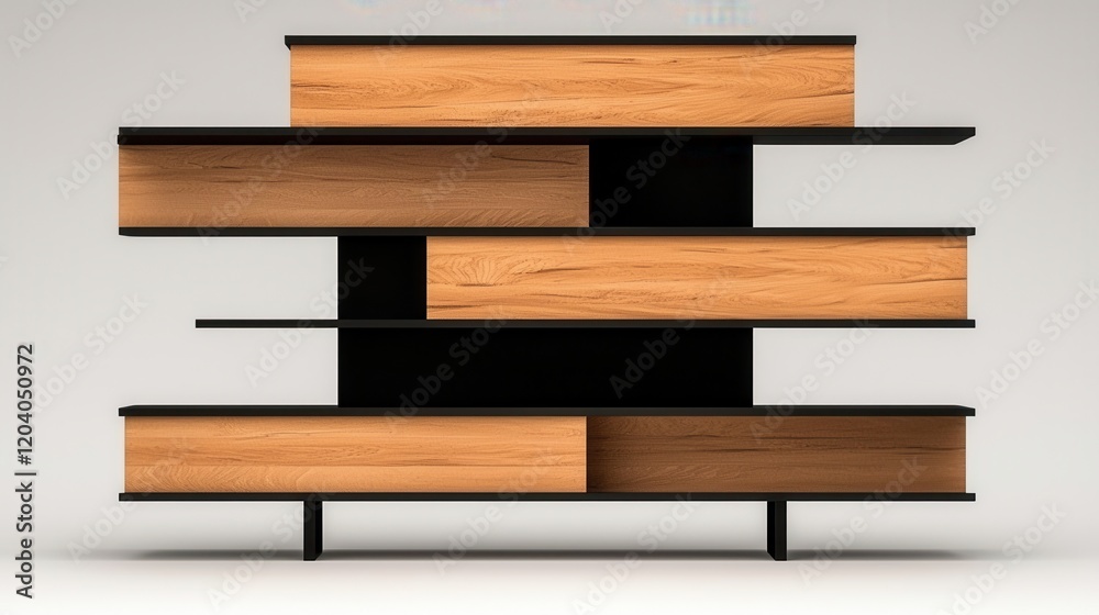 Modern Minimalist Bookshelf with Wooden and Black Shelves for Contemporary Home Decor and Organization Modern Minimalist Bookshelf with Wooden and Black Shelves for Contemporary Home Decor and Organization