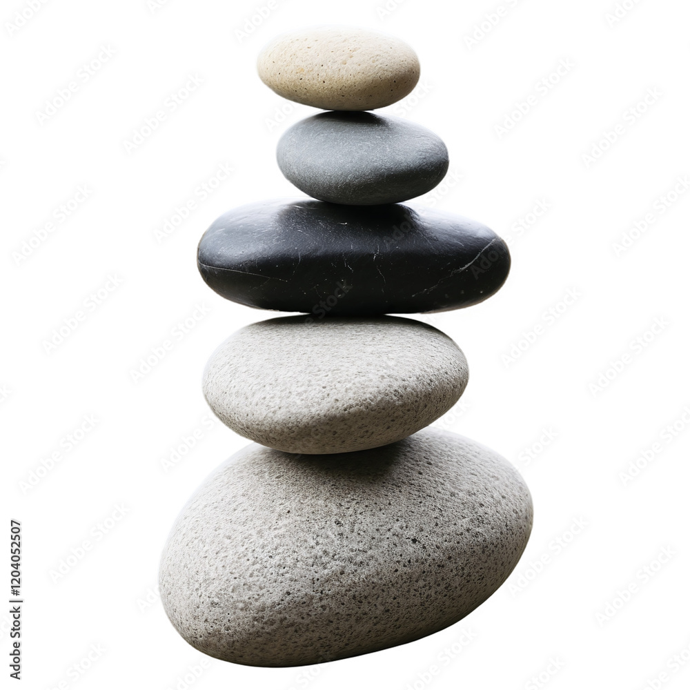 Zen Stones Balanced Pile isolated on transparent background Zen Stones Balanced Pile isolated on transparent background