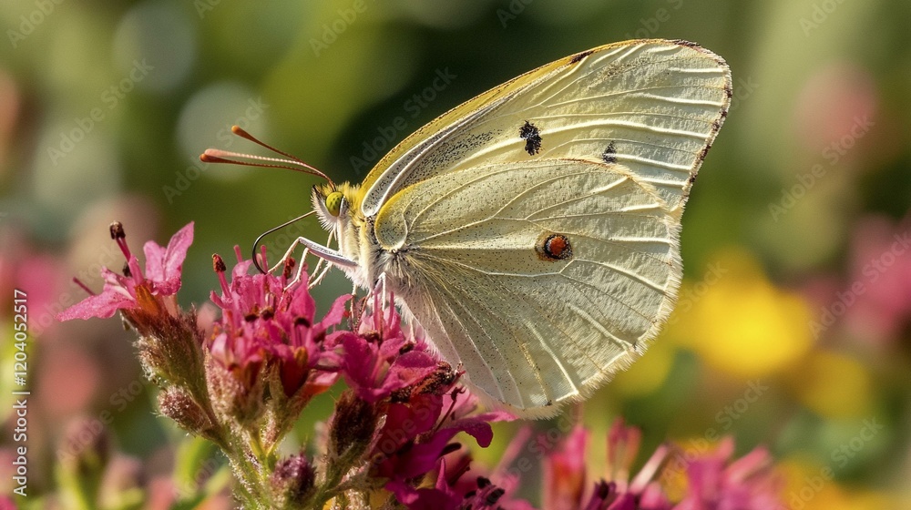 Close-up of a butterfly on vibrant wildflowers Close-up of a butterfly on vibrant wildflowers
