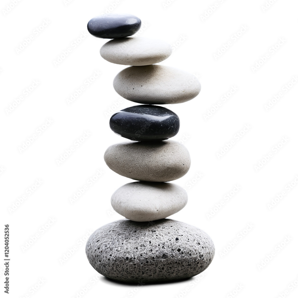 Zen Stones Balanced Pile isolated on transparent background Zen Stones Balanced Pile isolated on transparent background