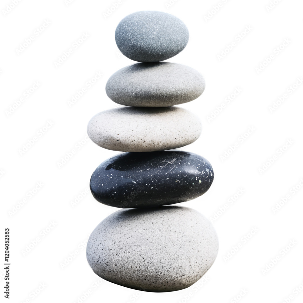 Zen Stones Balanced Pile isolated on transparent background Zen Stones Balanced Pile isolated on transparent background