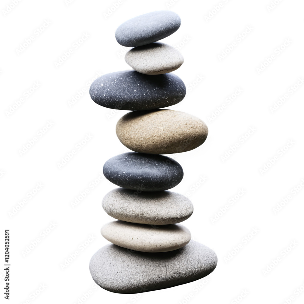 Zen Stones Balanced Pile isolated on transparent background Zen Stones Balanced Pile isolated on transparent background