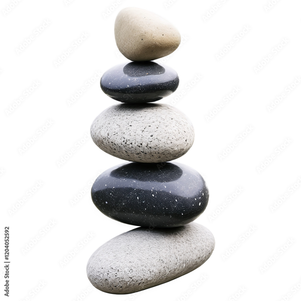 Zen Stones Balanced Pile isolated on transparent background Zen Stones Balanced Pile isolated on transparent background