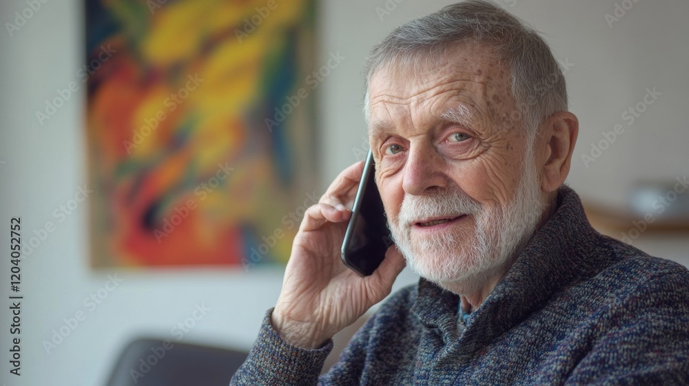 Fraud and deception. A shocked, worried elderly man in the process of talking to a scammer. Fraud and deception. A shocked, worried elderly man in the process of talking to a scammer.