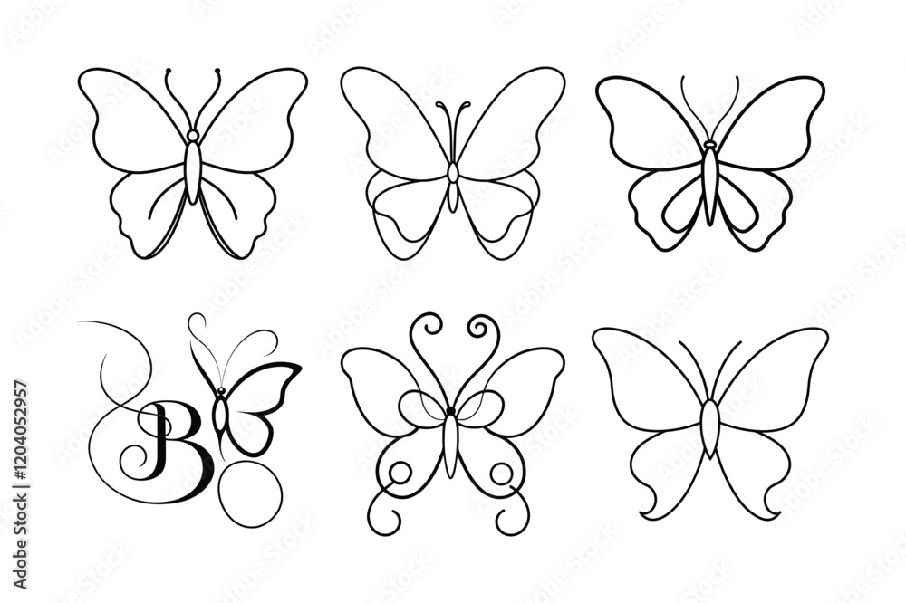 Fototapeta premium Set of Butterfly Vector icon design