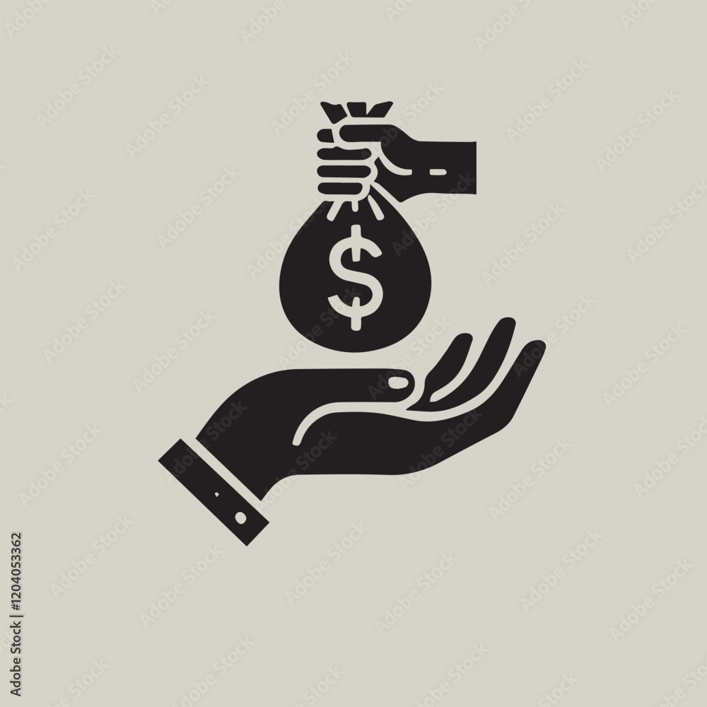 Hand with money bag