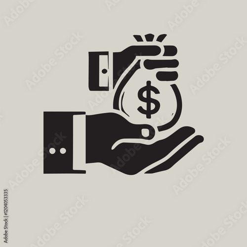 Hand with money bag photo