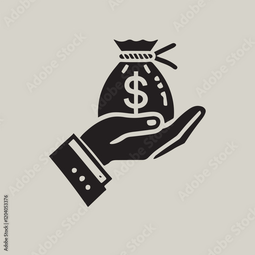 Hand with money bag