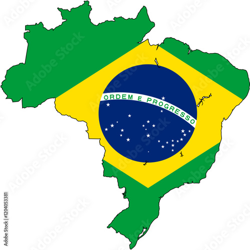 Map of Brazil with Flag Overlay