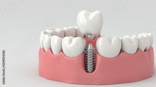 Dental implant installation process. 3d illustration