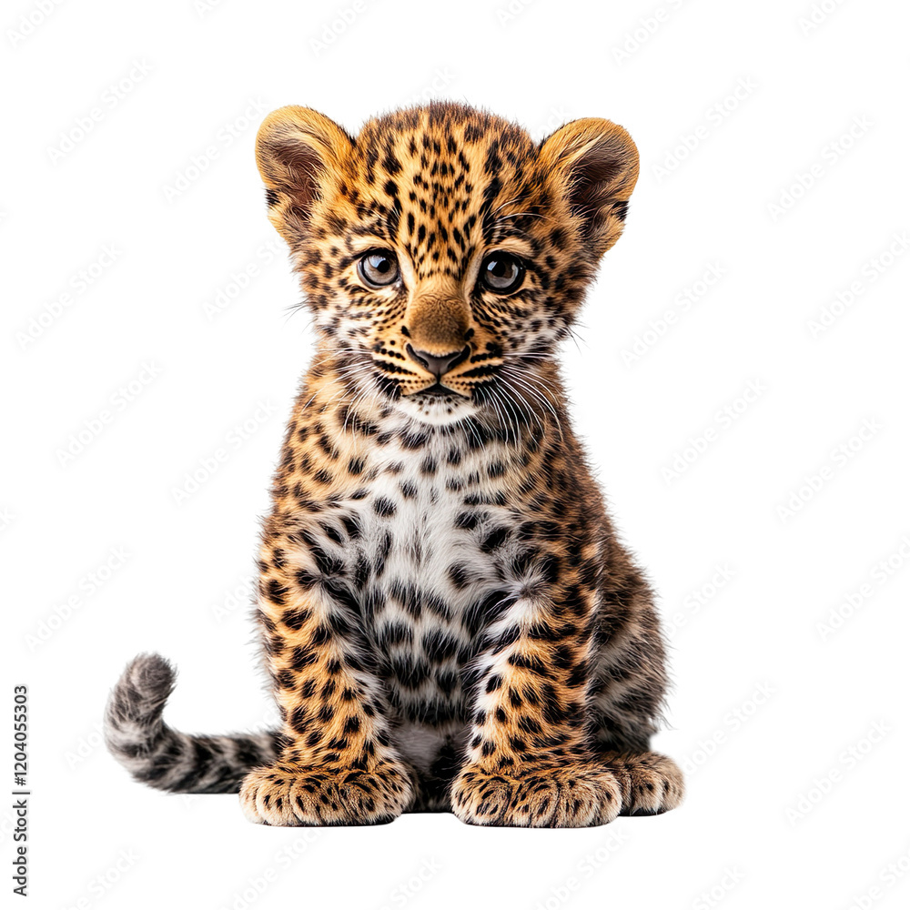 leopard cub sitting isolated on transparent background leopard cub sitting isolated on transparent background