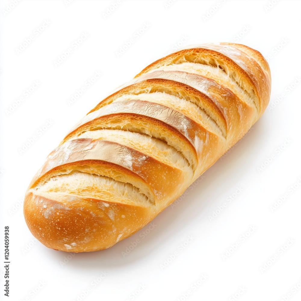 Fresh artisan bread with a crusty texture ready for serving in a warm kitchen, isolated on white background. Fresh artisan bread with a crusty texture ready for serving in a warm kitchen, isolated on white background.