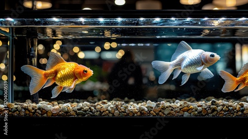 Vintage decor aquarium with pearl gouramis nostalgic ambiance textures organic feel photo