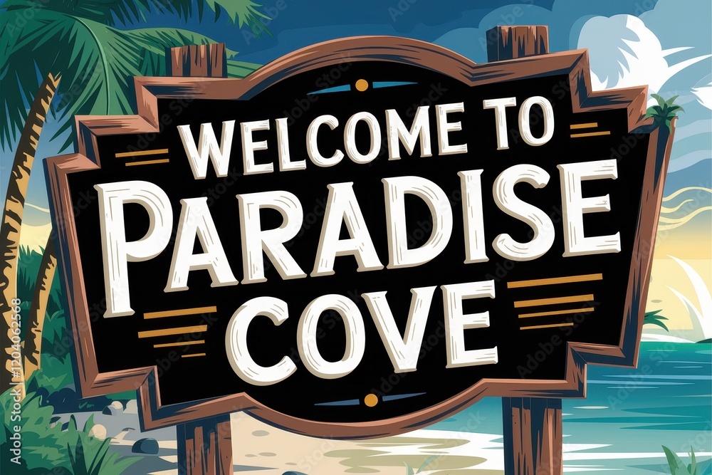 Welcome to Paradise Cove Tropical Beach Sign