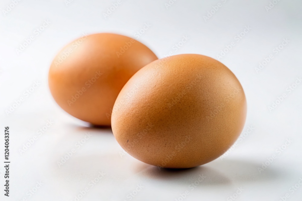 Two Brown Eggs on White Background - Miniature Tilt-Shift Photography Two Brown Eggs on White Background - Miniature Tilt-Shift Photography