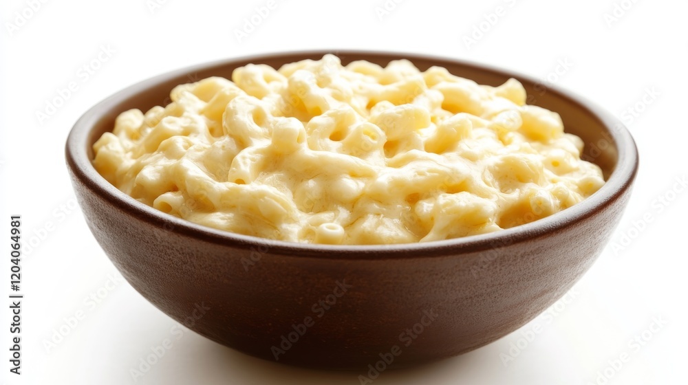 Creamy mac and cheese in a bowl, isolated on white background Creamy mac and cheese in a bowl, isolated on white background