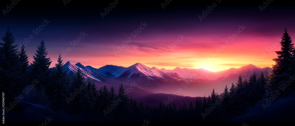 Fototapeta premium Breathtaking sunset over majestic mountains.