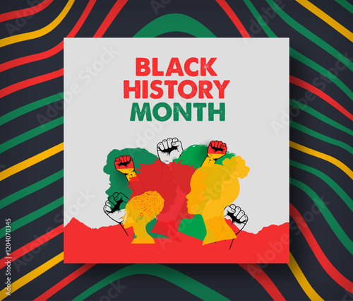 Black history month banner templates. Bold text with eye-catching designs for banner, poster, and social media post . Celebrate African American history in February.