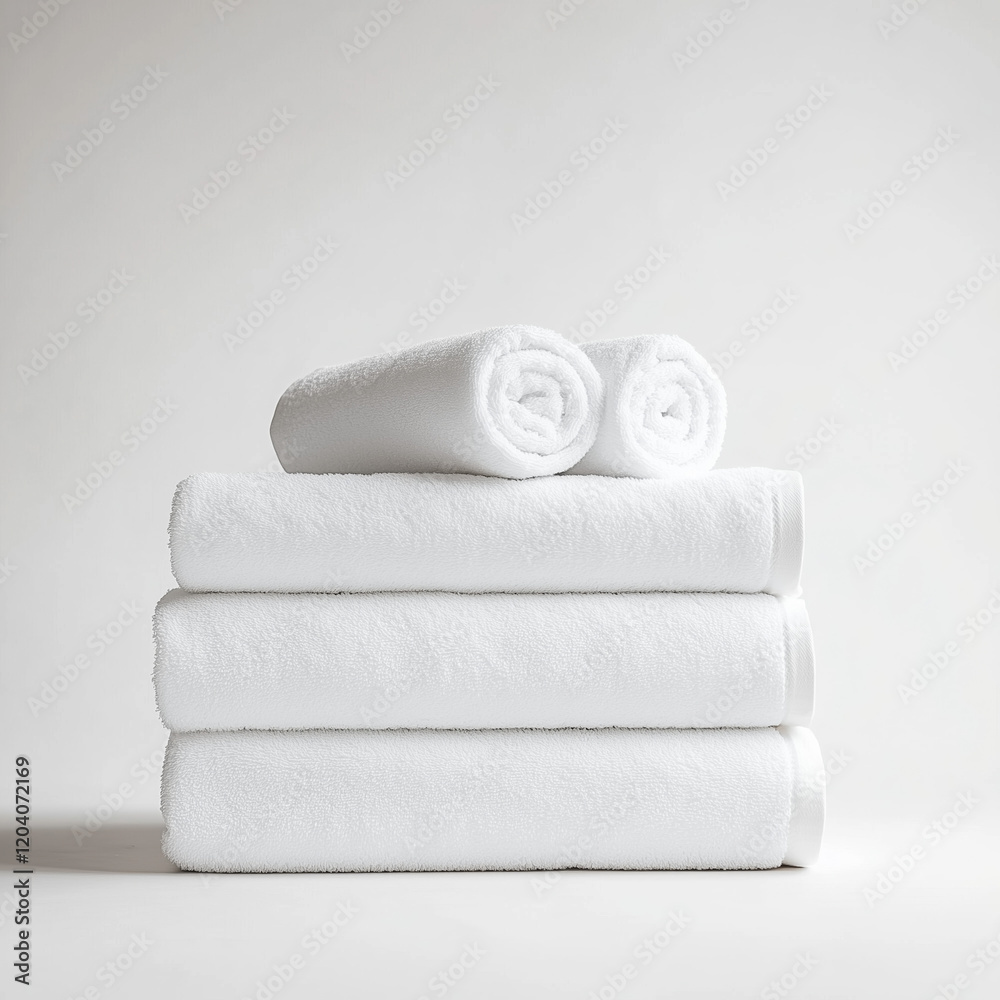 Stacked White Towels - Clean and Minimalist Stacked White Towels - Clean and Minimalist