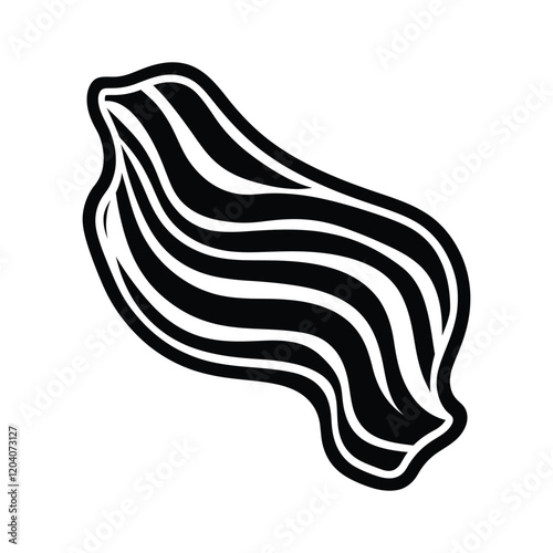 Simple vector icon of bacon, vector, outline, silhouette, illustration, isolated on white background