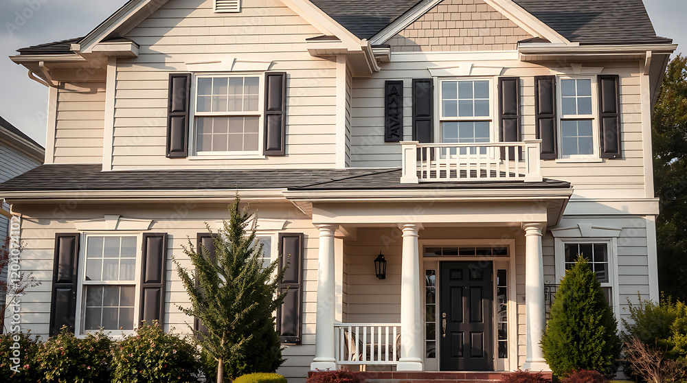 Elegant Two-Story House with Columns and Balcony: Dream Home Exterior Elegant Two-Story House with Columns and Balcony: Dream Home Exterior