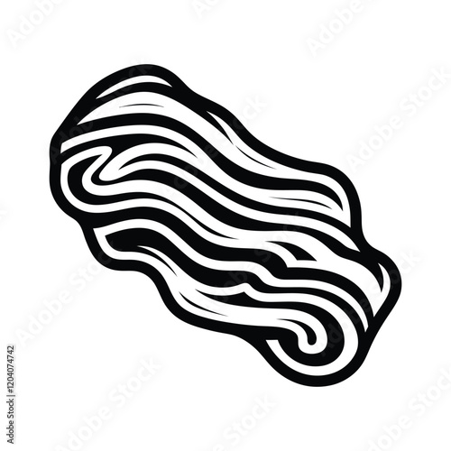 Simple vector icon of bacon, vector, outline, silhouette, illustration, isolated on white background