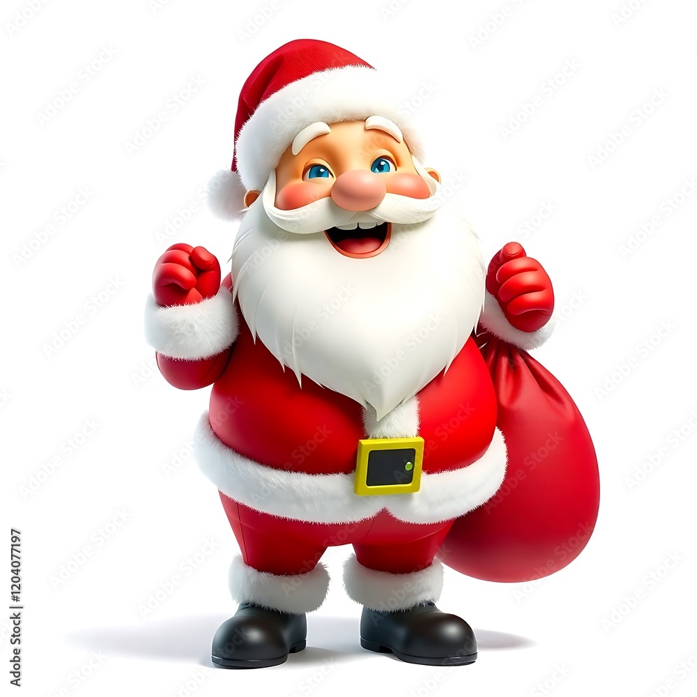 Jolly Santa Claus 3D Render: A Cheerful Christmas Character Illustration Jolly Santa Claus 3D Render: A Cheerful Christmas Character Illustration