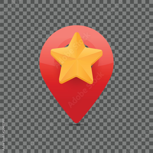 Favorite place map marker icon design with yellow star. Vector illustration. 
