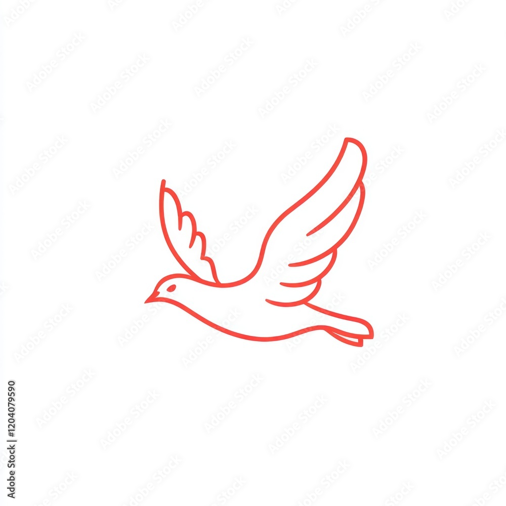 Obraz premium Simple red line drawing of a bird in flight, possible use for illustration or icon