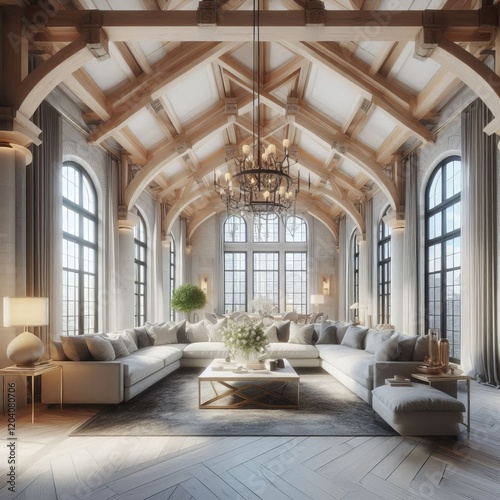 Notable Features High ceilings with exposed beams photo