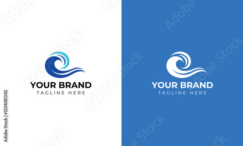 wave vector logo concept design template on blue and green color