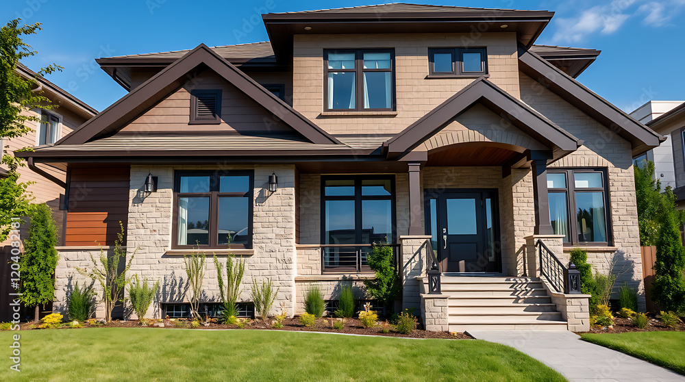 Luxury Modern Home Exterior: Stunning Brick and Stone Facade Design Luxury Modern Home Exterior: Stunning Brick and Stone Facade Design